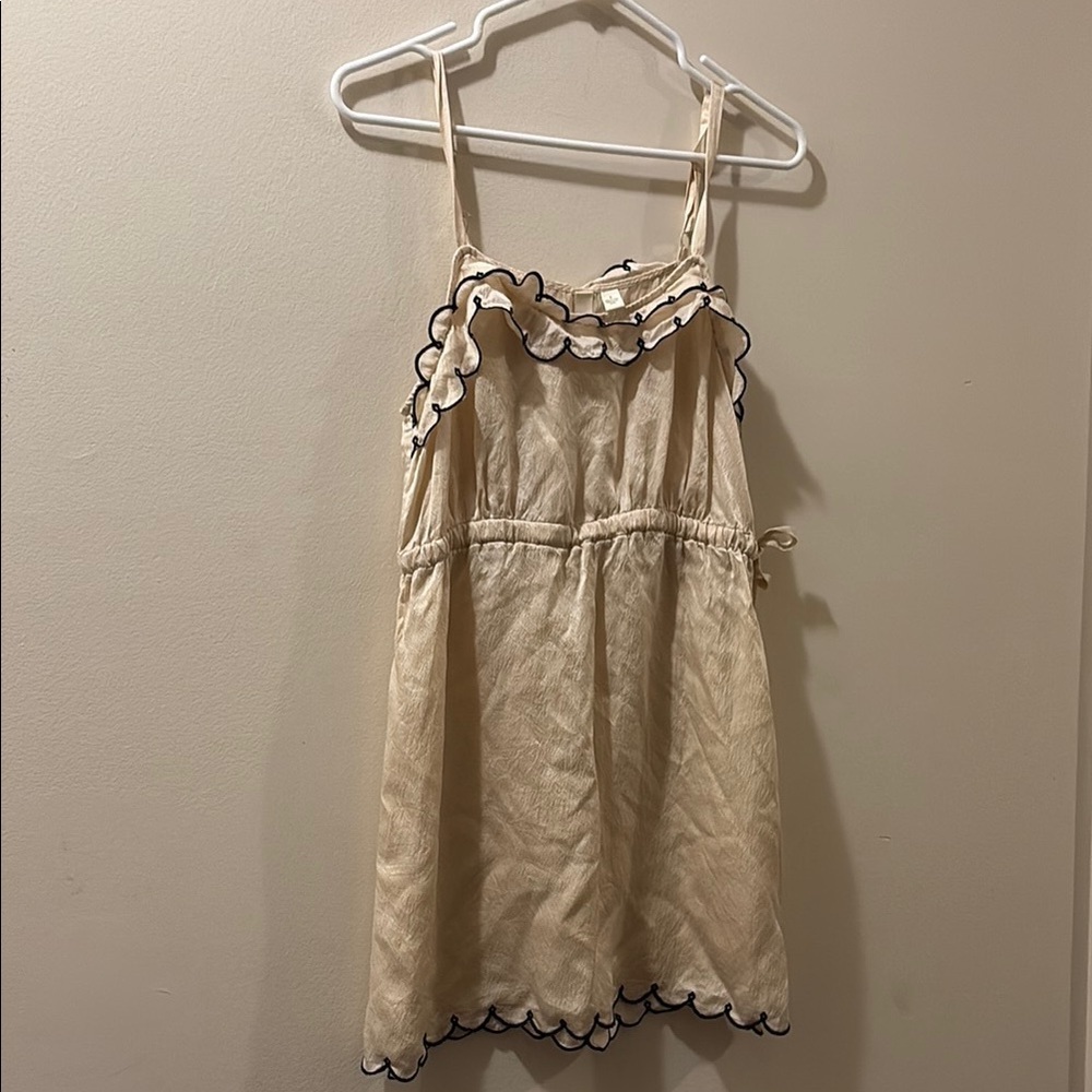 Anthropologie - Feather & Bone - Cream slip Dress with Black Trim - small